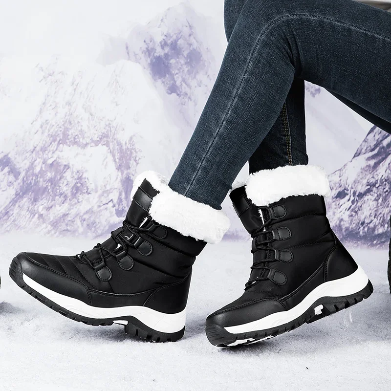 2024 Winter Cool Women Hiking Snow Boots Keep Warm Female Sport Walking Shoes Big Size 35-42 Lady Popular Snow Climbing