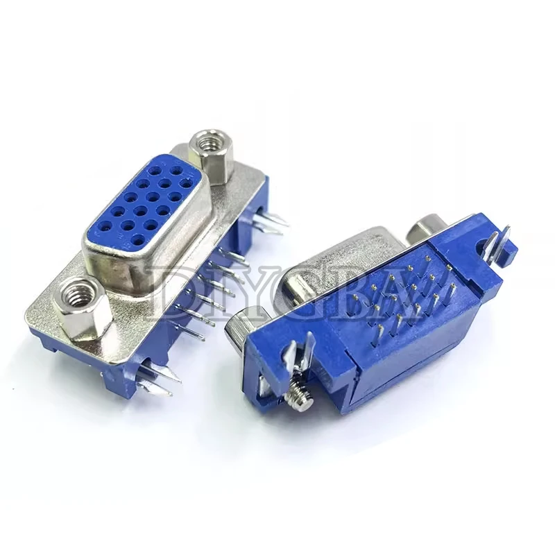 5PCS VGA interface HDR15 DB15 DR15 female bent foot three row connector socket 3.08MM