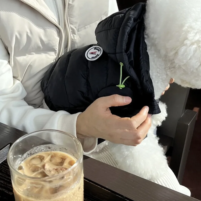 Black Winter Dog Clothes Pet Thickened Cotton Coat Teddy Letter Print Down Jacket Small Dog Yorkshire Warm Coat XS-XL - Image 3