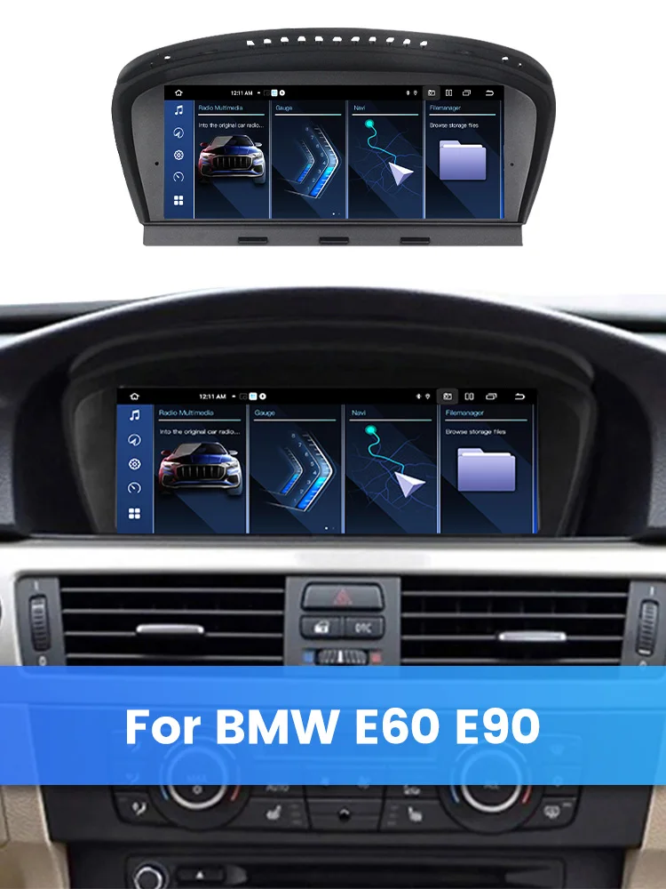 EU-Lager Android 15 Kabelloses CarPlay Autoradio Stereo für BMW 5/3er Serie E60 E61 E63 E64 E90 E91 E92 2004-2012 Android Auto BT 4G LTE DSP WIFI GPS Navigation Head Unit Auto-Video-Multimedia-Player