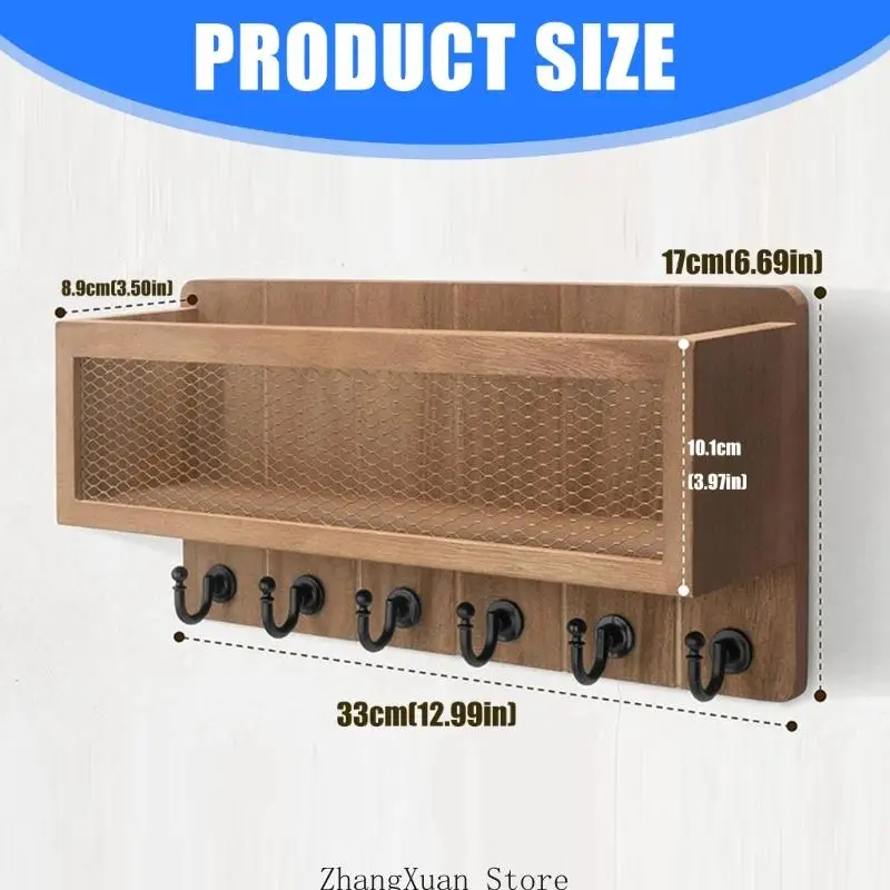 Gift Ready Wooden Wall Mail Shelf For Keys Small Items Home Entry 3XUF – Detail 6