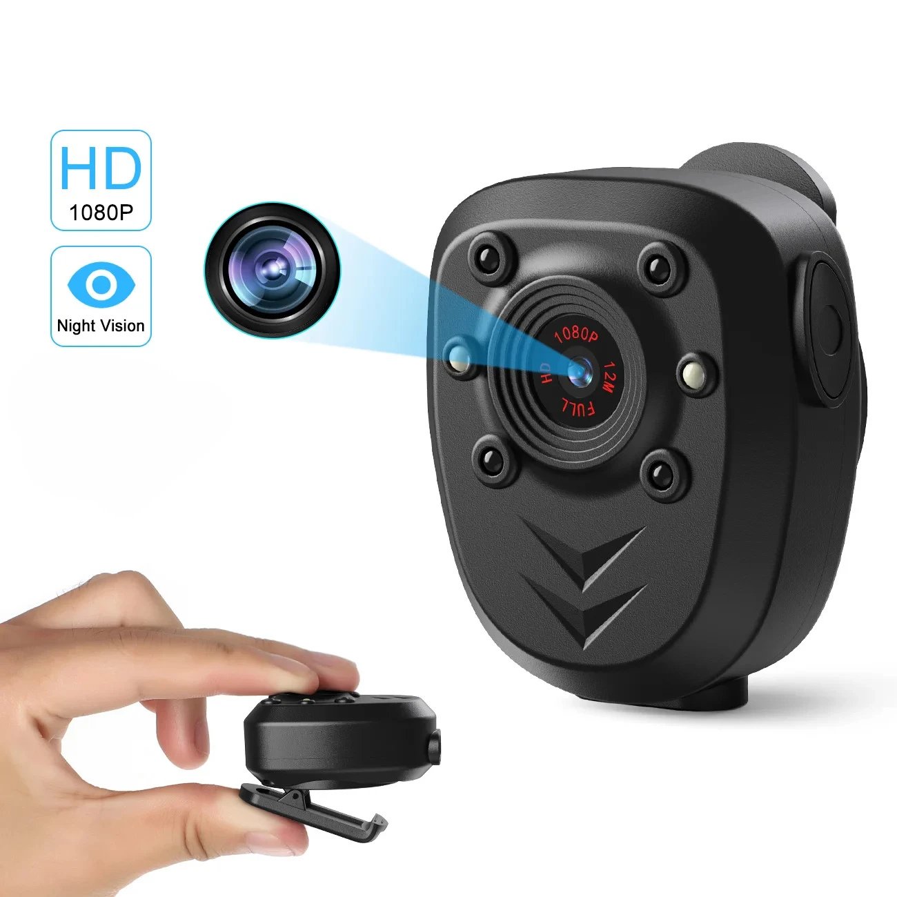 1080P HD Police Body Lapel Worn Video Camera DVR IR Night Visible LED Light Cam Record Digital Mini DV Recorder Voice 16G 32G