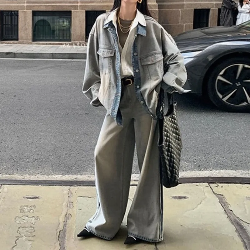 

Women's Autumn Loose Retro Jacket with Denim Jacket on Both Sides