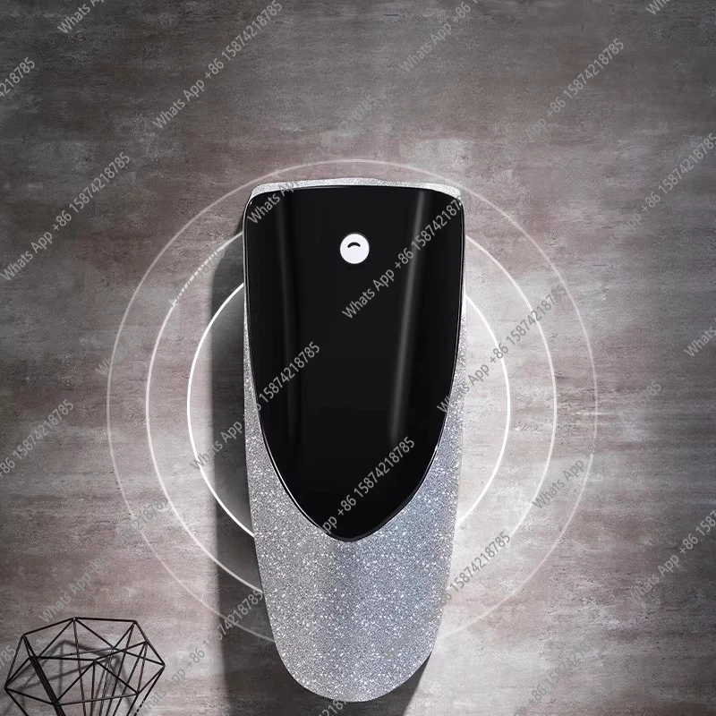 

Silver floor-to-ceiling urinal wall-mounted household color ceramic hotel men's urinal induction designer broken diamond luxury