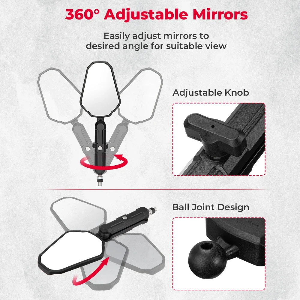 

KEMIMOTO Motorcycle Mirrors M8 M10 Bolt Handlebar Mirror Universal Emark Motorcycle Rearview Mirrors Foldable 360° Adjustment