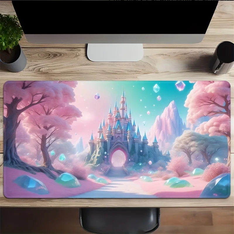 

Pink Dream Castle Large Mouse Pad, Game Accessories, Rubber Anti-Slip Pad, Suitable for Office Computers and Desktop Accessories