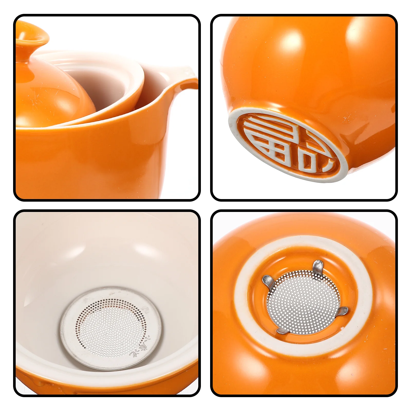 

Ceramic Portable Tea Kettle Teapot Wooden Handle Family Size Heat Insulation Travel Ceramic Tea Pot Convenient Kettle