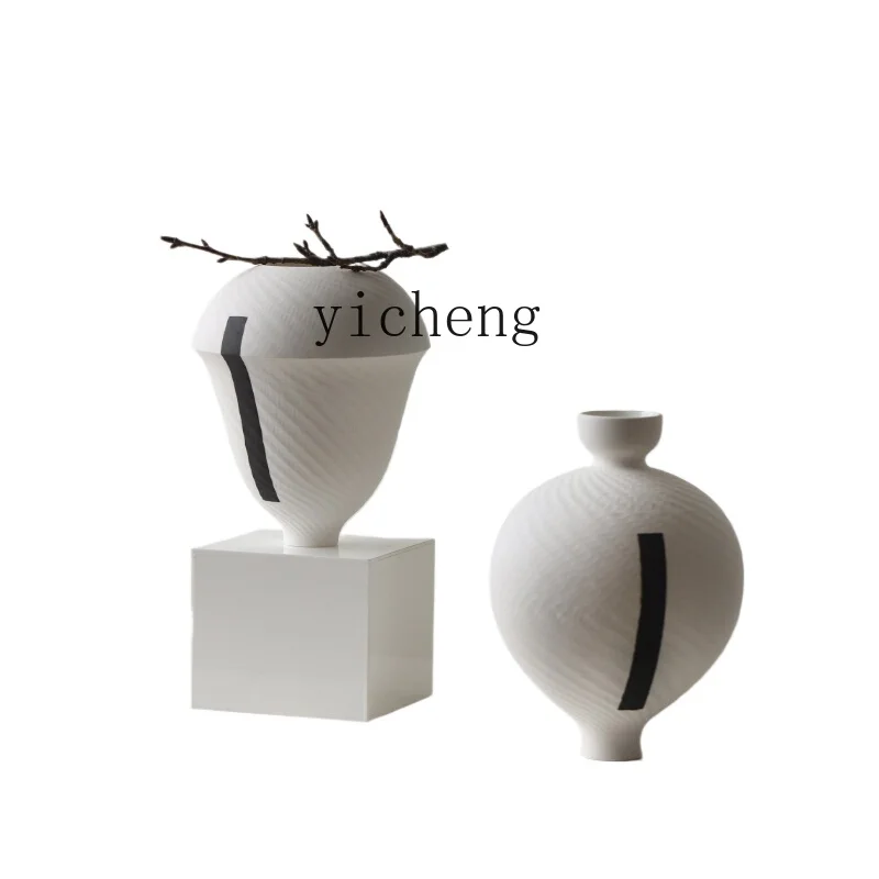 

ZC ceramic genuine vase high-end ornament living room flower arrangement Chinese dining table decoration dried flowers