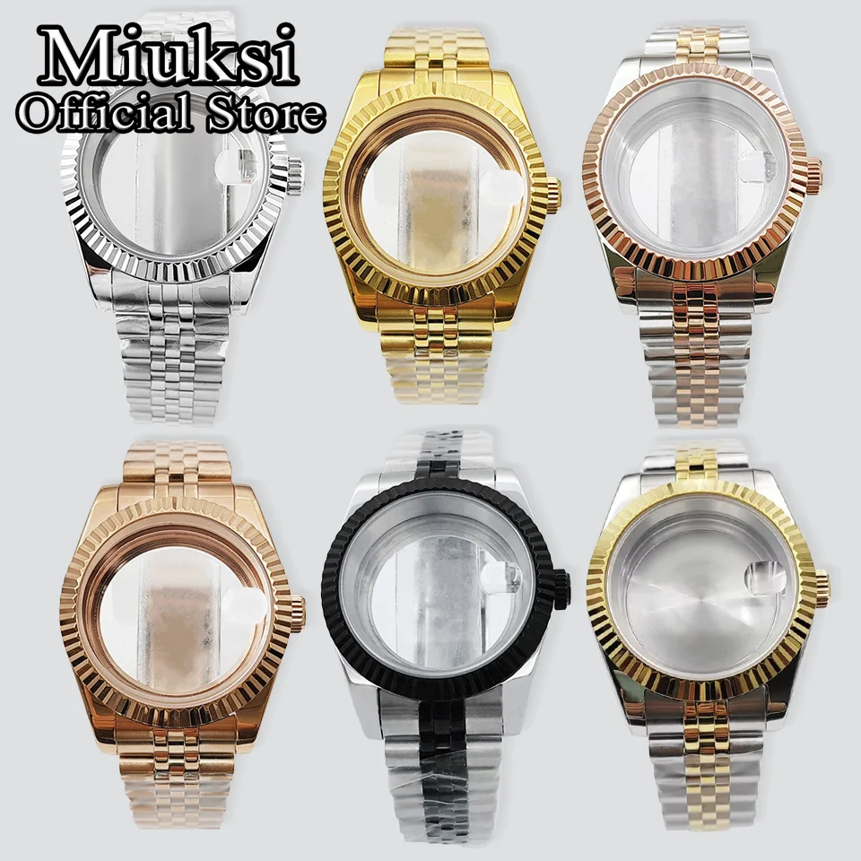 

Miuksi 36mm/40mm watch case silver gold sapphire fit NH35 NH36 NH34 ETA2824 2836 Miyota8215 DG2813 3804 PT5000 movement