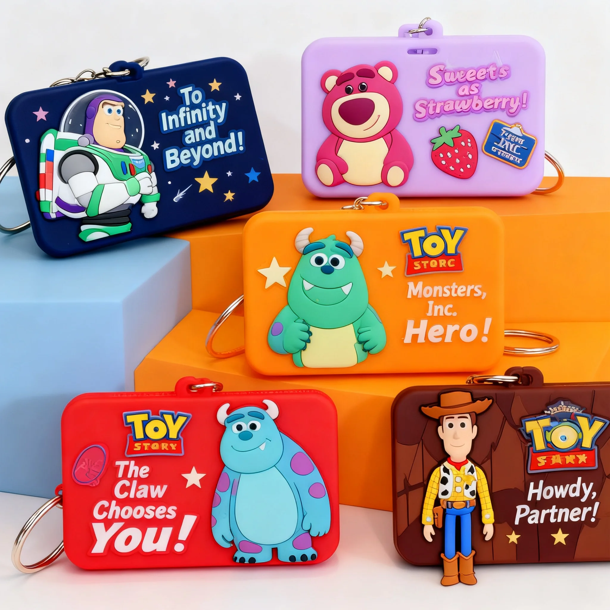 

Toy Story Drip Glue Keychain Buzz Lightyear Strawberry Bear Backpack Car Keychain Pendant Wholesale Small Commodities