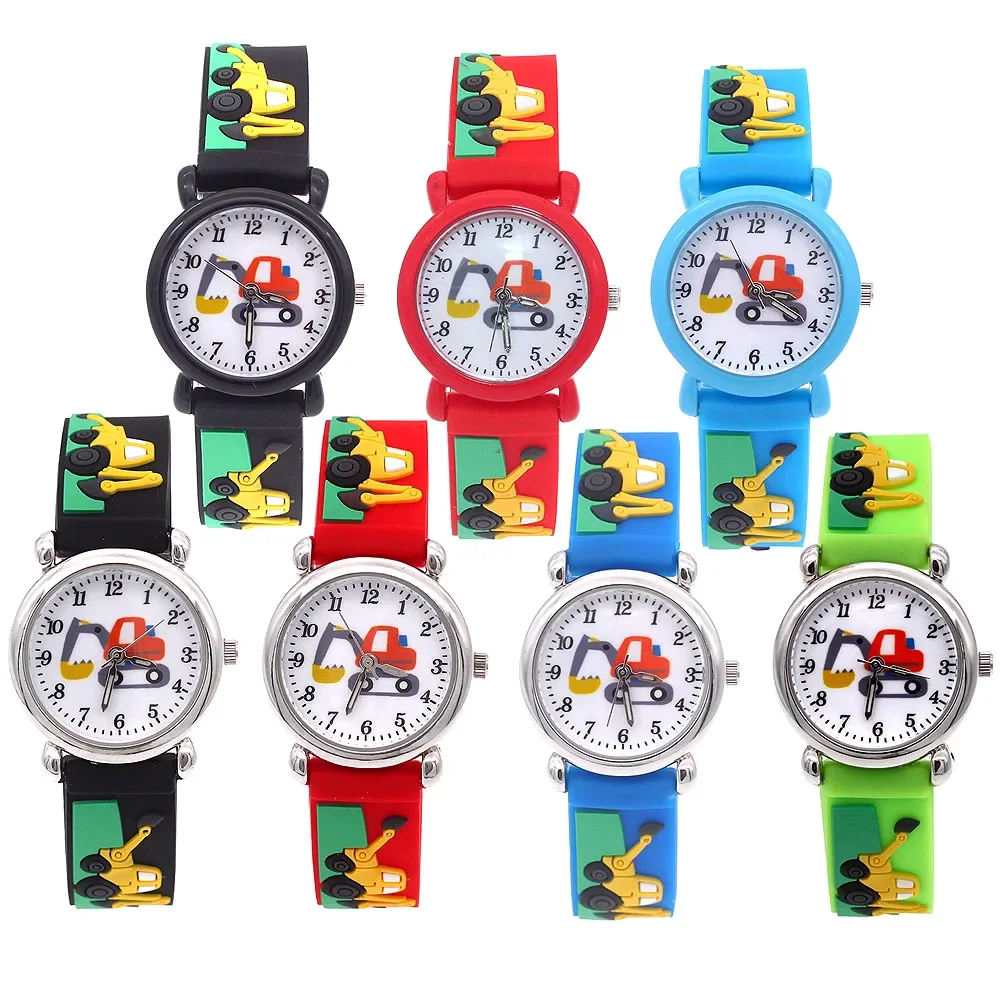 7Pcs Unisex Cartoon Character Quartz Watches Set for Kids - Electronic Casual Leather Strap Gift for Boys & Girls