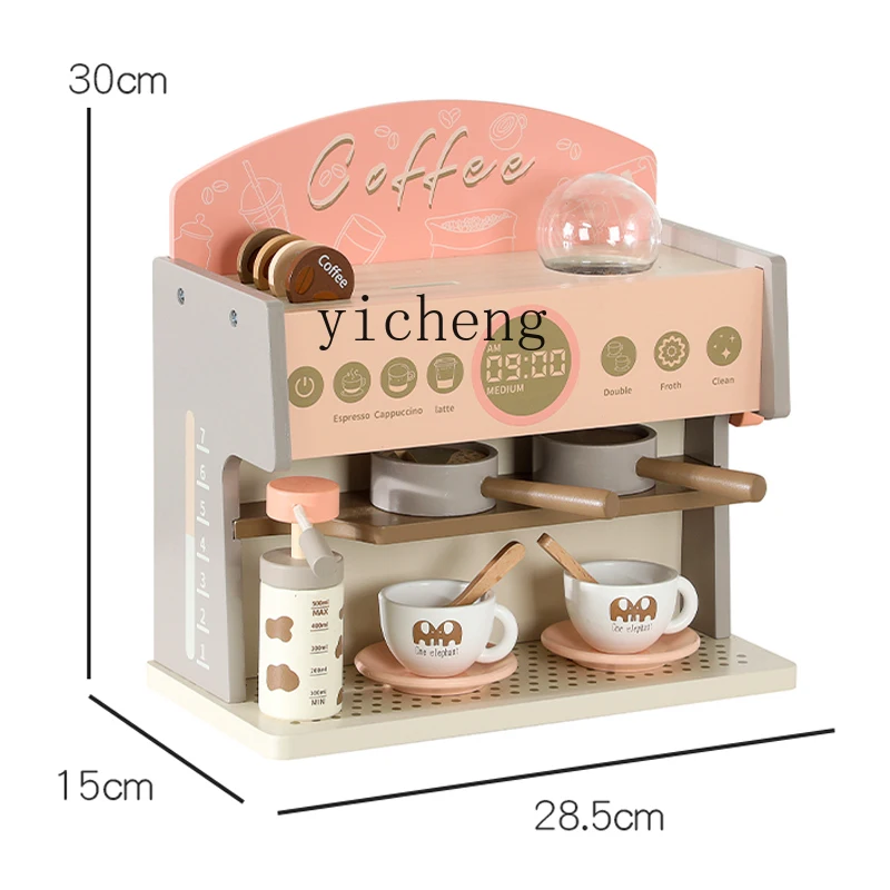 

Tqh Wooden Play House Coffee Machine Dessert Simulation Toy Girl Afternoon Tea Role Playing Children's Kitchen