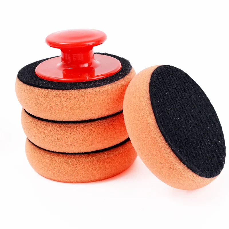 Polishing Sponge Plate Set Plush Waxing Abrasive Cleaning Sponge with Handle Glass Polishing Disc Tool Car Detailing Accessories