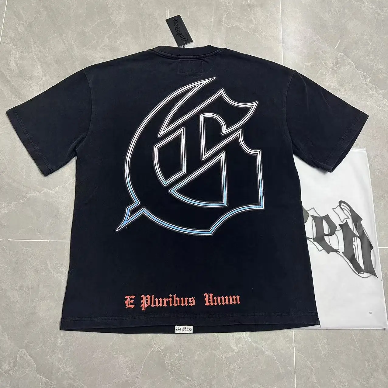 Godspeed Street Style Printed T-Shirt Loose Fit Cotton round Neck Short Sleeve Vintage Washed Double Thread Pure Cotton Tee