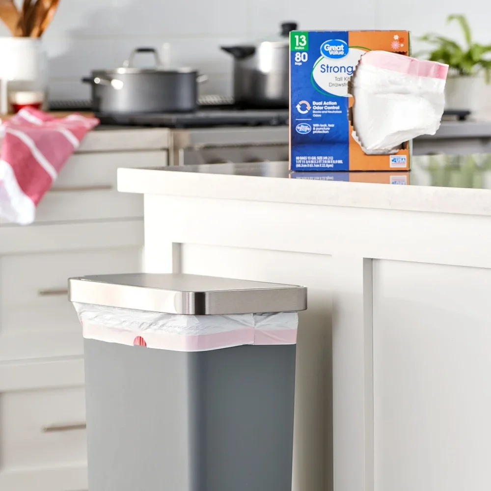 80 عدد 13 جالون أكياس قمامة المطبخ الطويلة الرباط مانعة للتسرب التحكم في الرائحة مقاومة للثقب فليكس قوي