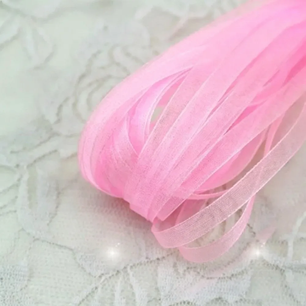 New 6mm Width Organza Ribbon Sheer Texture Bouquet Decoration Chiffon Ribbon Soft Decorative Gift Wrap Strip Clothing Sewing DIY