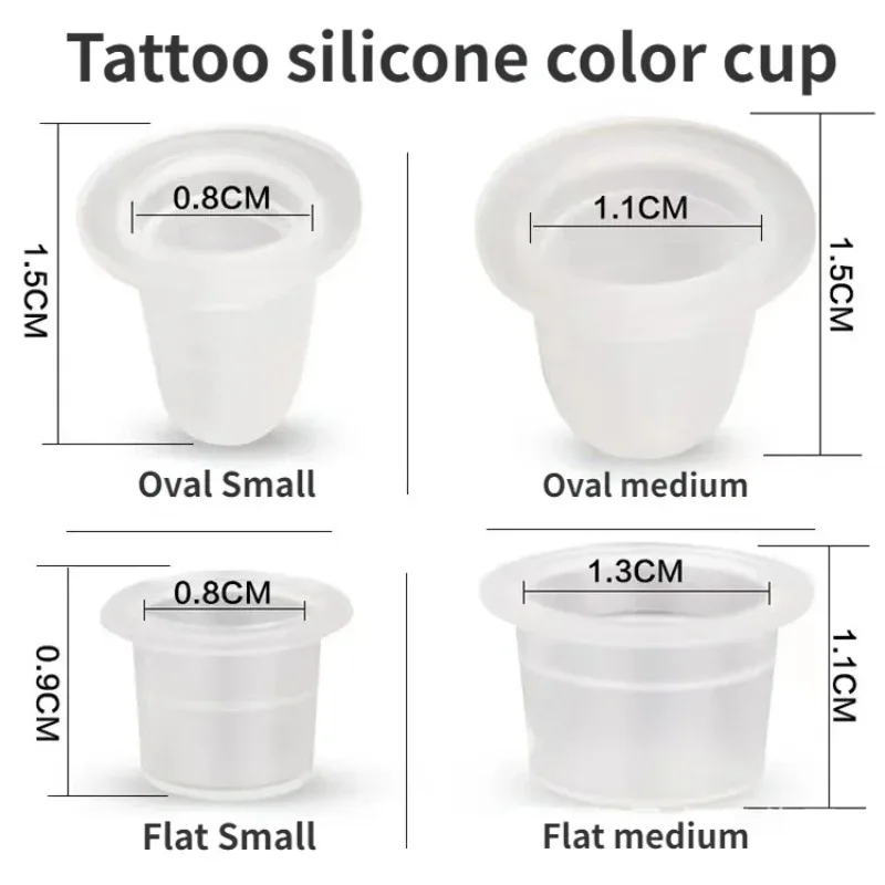 

100pcs Silicone Tattoo Supply Profession Disposable Ink Cups Small&Medium Size Permanent Tattoo Makeup Eyebrow Makeup Container