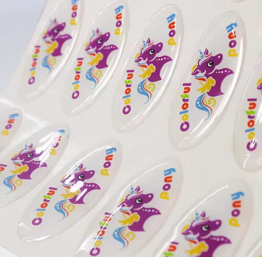 Custom UV resistant ink, epoxy 3M gel label, flexible 3d dome resin label, transparent, waterproof and durable