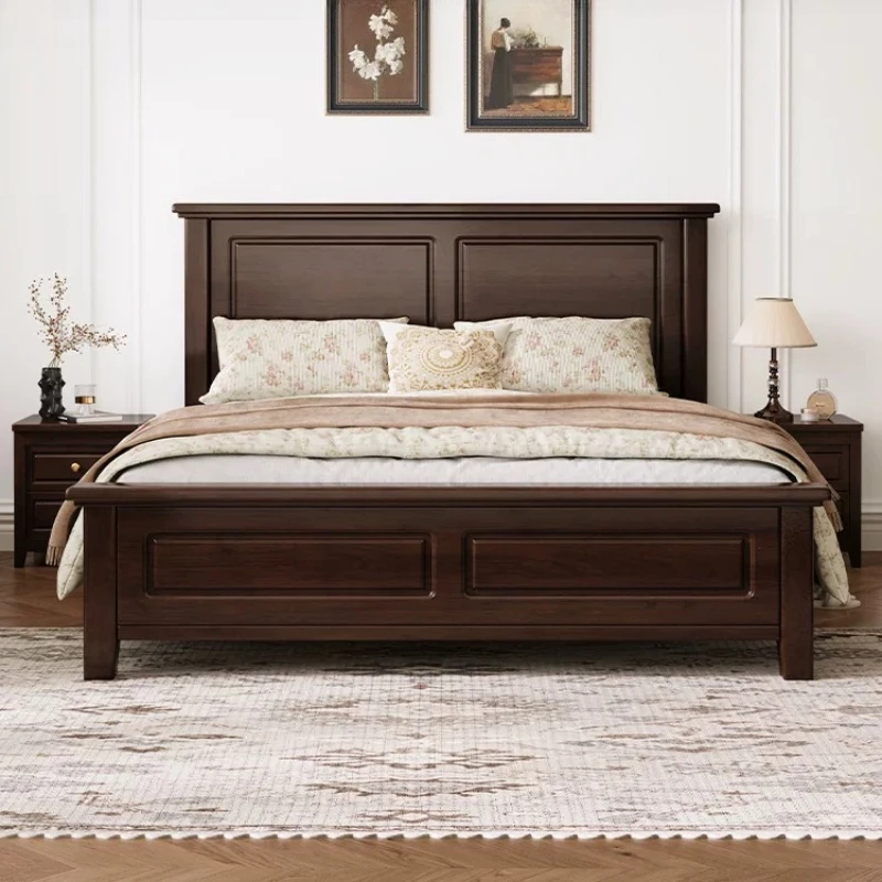 

American Retro Bed 120x200cm Double French Light Luxury Wedding Bed Master Nightstands Muebles Para El Hogar Bedroom Furniture