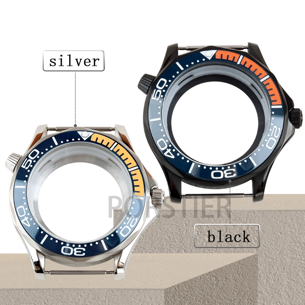 

Black/Silver NH35 Case 41mm for Seamaster 300 Watch Case NH35 NH36 movement 31mm Dial Stainless steel Waterproof Watch Parts