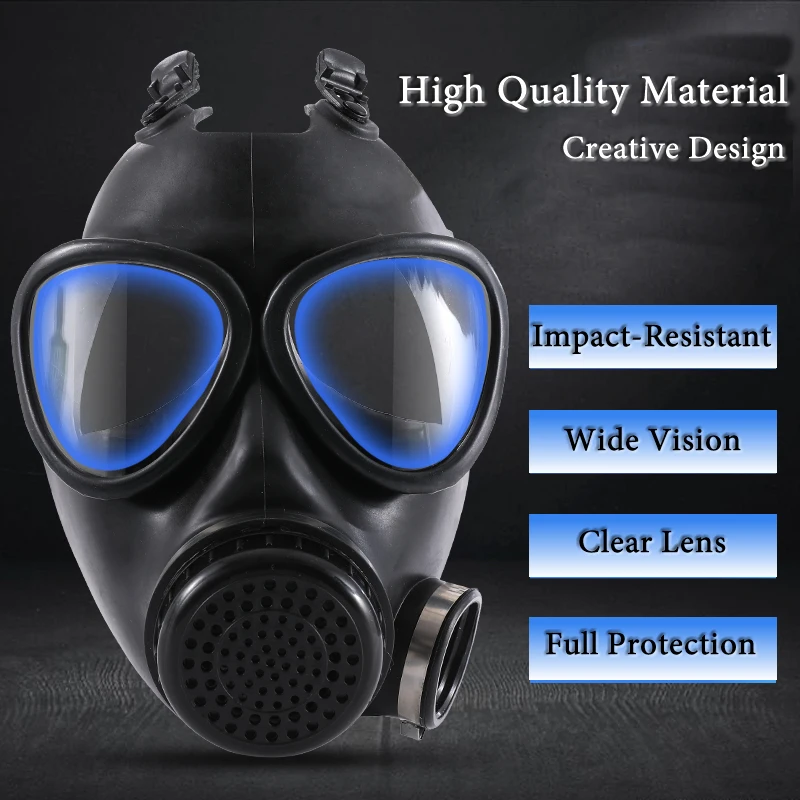 Black Full Face Mask Chemical Gas Respirator Natural Rubber Mask For Painting Pesticide Spraying Welding Work Safety Protection