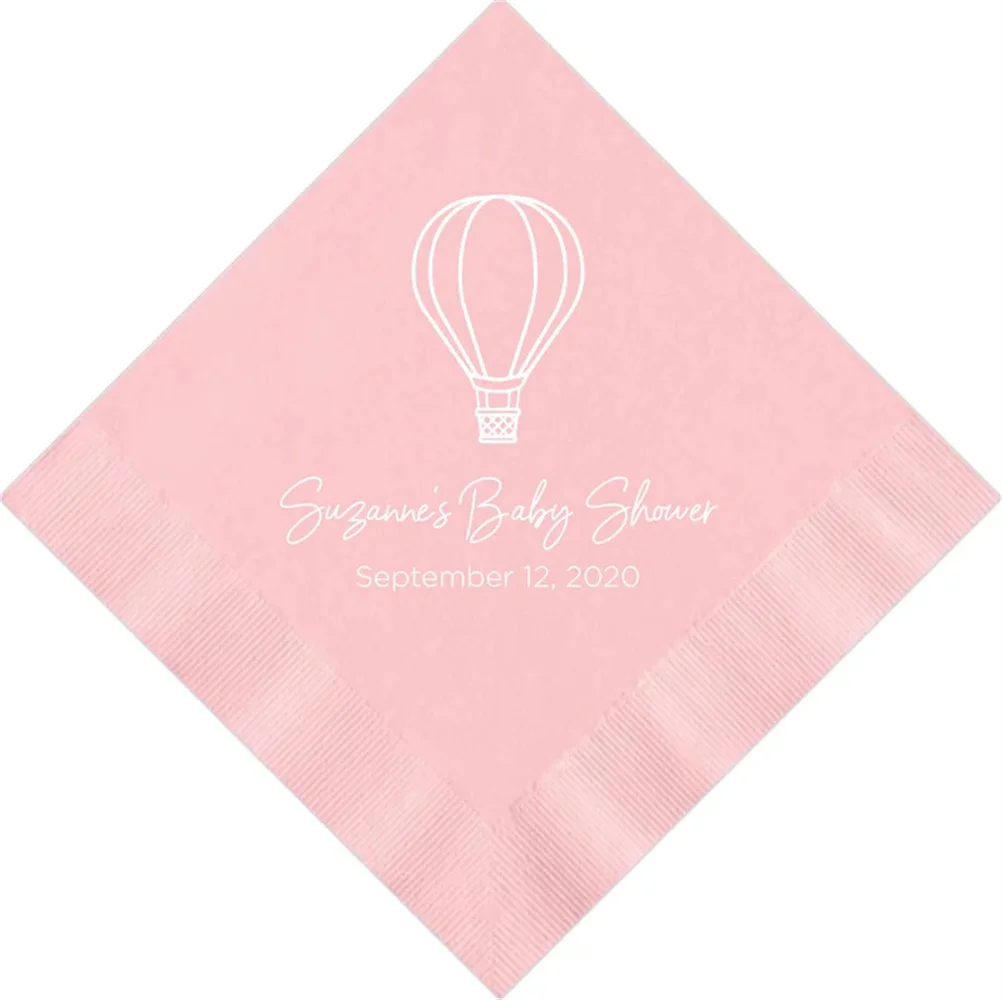 

Personalized Napkins Hot Air Balloon Baby Shower Theme Custom Monogram Cocktail Beverage Luncheon Dinner Guest Towels Available