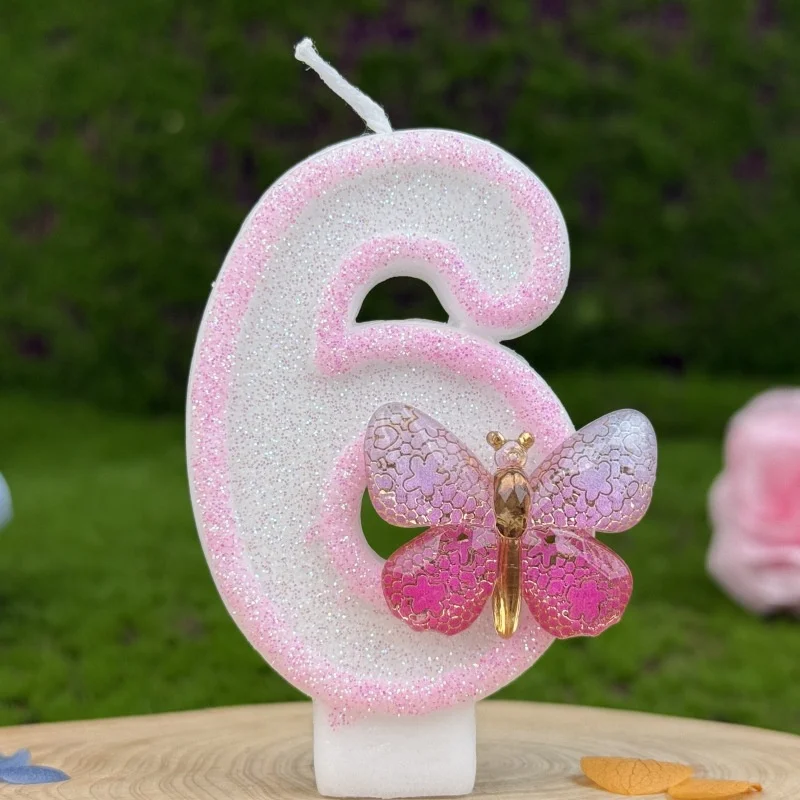 Girl Funny Birthday Candles Children\'s Magic Number Candles Special Cake Pink Decoration Wedding Centerpieces Sparkles Candle