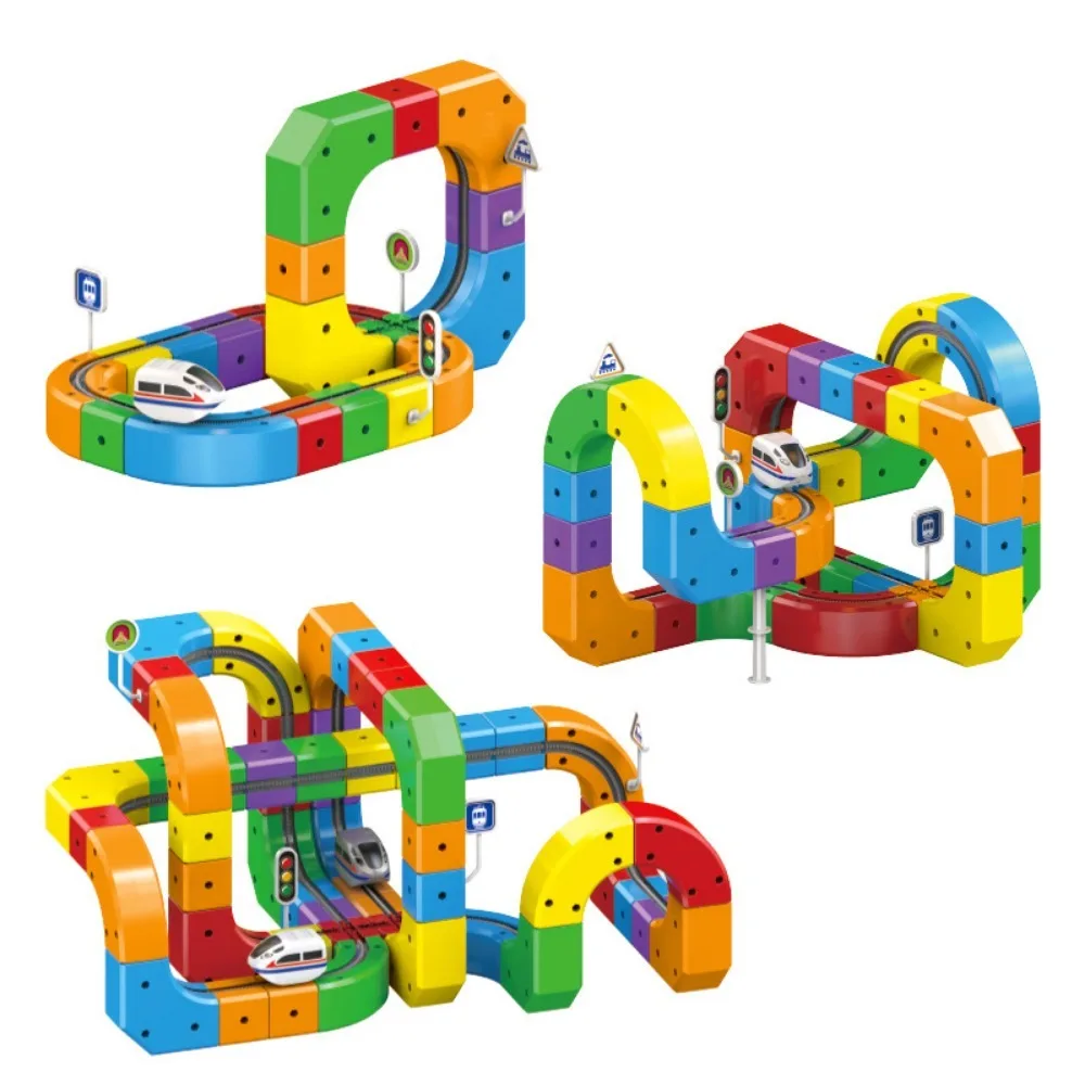 DIY Assembled Magnetic Train Track Set Anti-Gravity Electric Railway 3D Cube Rail Building Toy Creative Kids Birthday Gift