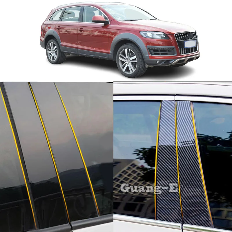 Car PC Material Pillar Post Cover Door Trim Window Molding Stickers Plate Accessories Decoration For Audi Q7 2006 2007 2008-2015