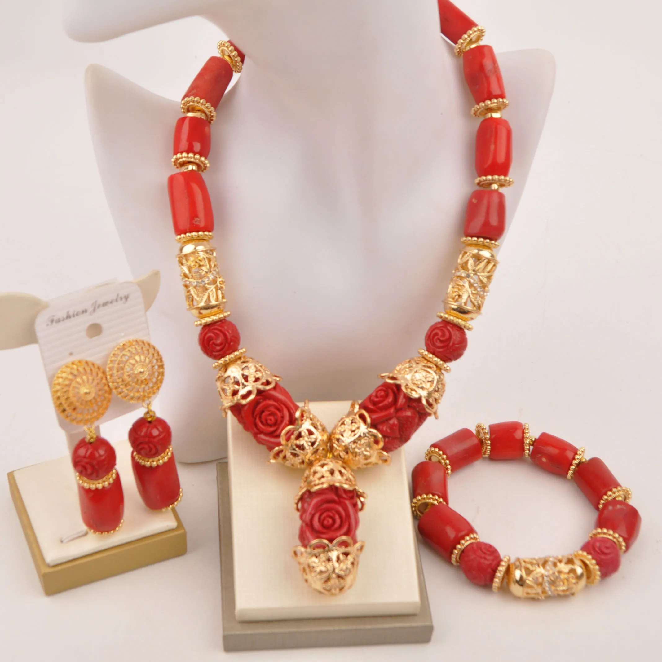 African jewelry collection Nigerian Wedding jewelry Natural red coral necklace