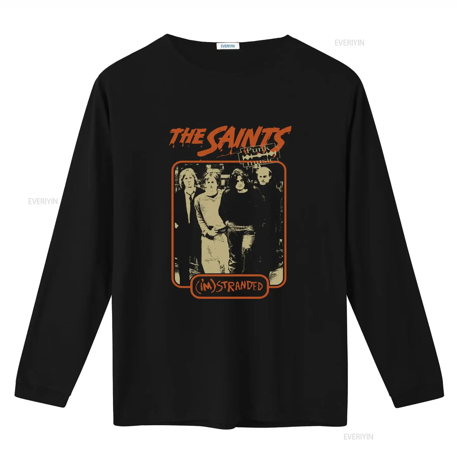 The Saints Punk Music I'M Stranded Men's T Shirt Retro Band  vintage Washed streetwear Breathable Slightly Stretched Stylish