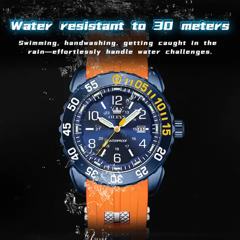 OLEVS 3688 Mens Watch Night Light Multifunctional Sports Business Watch For Men Quartz Movement Luminous Moon Phase Box Original