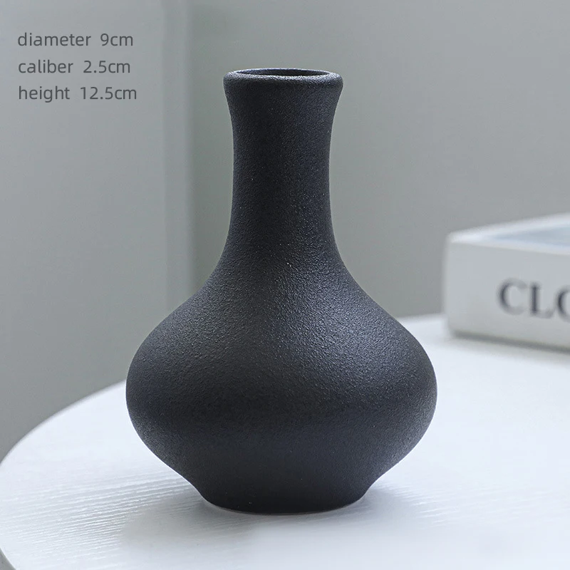 1 Pc Ceramic Vase Room Decor Dining Table White Black Small Vases Decoration Home Mini Flower Gift Living Room Deco Ornament