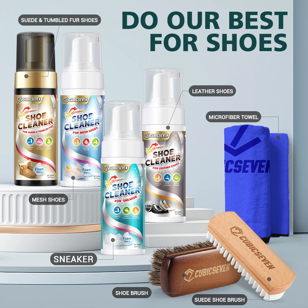 Cubicseven White Shoes Sneakers Mesh Shoes Suede Shoes Leather Upper Cleaning Mousse Whitening Agent Cleaning Foam Shoe Care