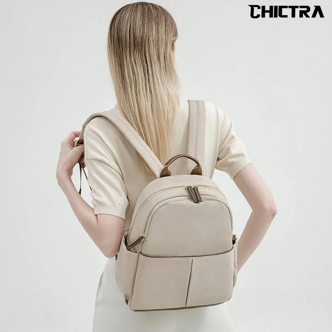 CHICTRA Fashion Backpack Bags for Women Casual Style Lightweight Girl\'s Bookbags Simplicity Solid Color Portable Cabin Travelbag