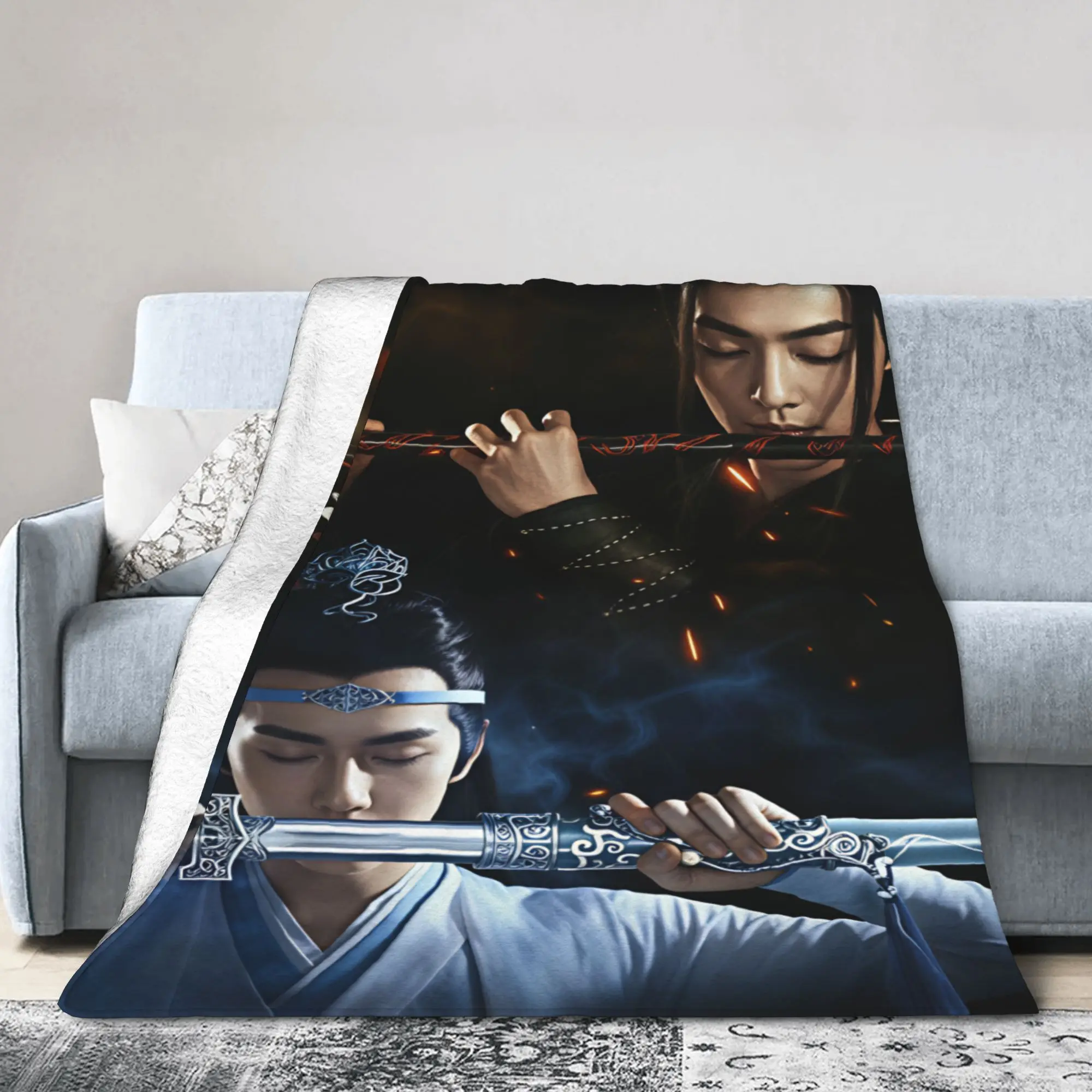 WangXian Bunny Mo Dao Zu Shi The Untamed Blanket Camping Flannel Bedding Throws For Couch Chair Sofa Bed Warm Bedspread Gift