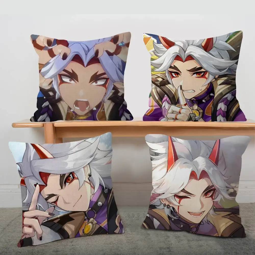 Funny Cartoon Arataki Itto Maple Design Cushion Cover Happy Autumn Harvest decor Holiday Decorati Pillow Cover