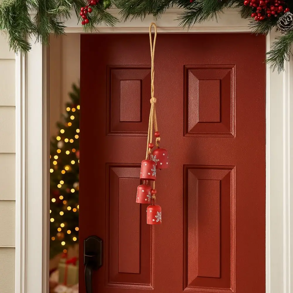 خمر شجرة عيد الميلاد أجراس سلسلة ندفة الثلج DIY سحر جدار معلق أجراس الحديد الفن الإبداعي أجراس قلادة الباب شنقا #4
