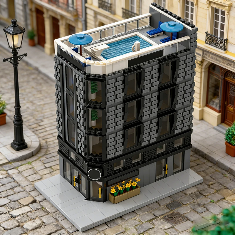 3500 قطعة من مكعبات البناء المعيارية القابلة للتخصيص بتصميم إبداعي على شكل شارع مدينة وفندق، لعبة تعليمية للتعلم الذاتي، هدية عيد ميلاد