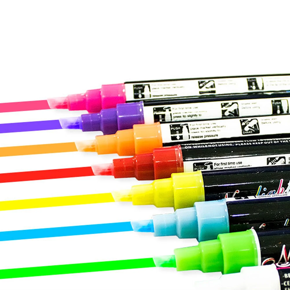 

8pcs 8 Color Highlighter Fluorescent Liquid Chalk Marker DIY Neon Pen 6mm for LED Writing Board Advertising Board