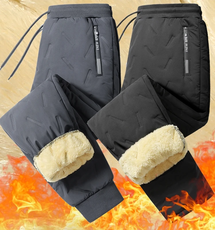 

Мужские пуховые хлопковые брюки, зимняя уличная одежда, теплые бархатные повседневные брюки из ягненка, универсальные большие размеры, прямые брюки...