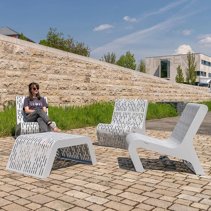 

Wholesale Stainless Steel Outdoor Park Chair Arc Bench Thickened Square Leisure Chair