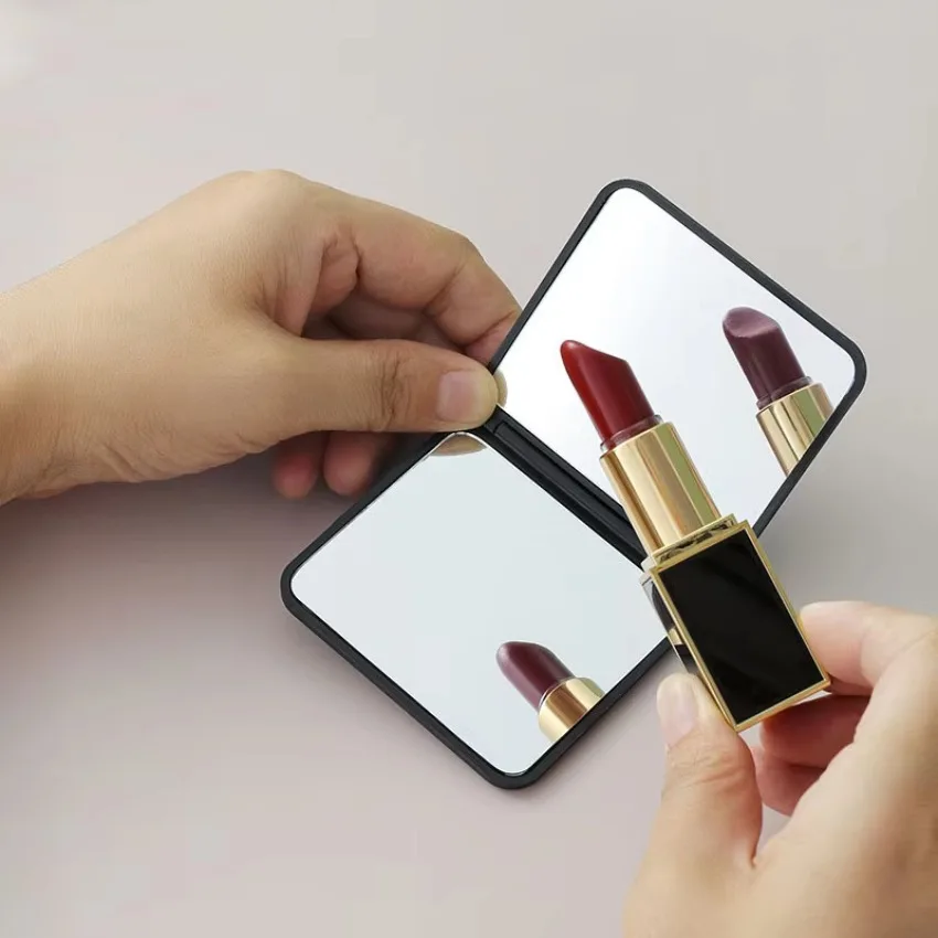 1/2pcs Portable 2-Face Makeup Mirror Handheld Folding Mirror Cute Girl'S Gift Travel Square Pocket Makeup Mirror with Flip Cover