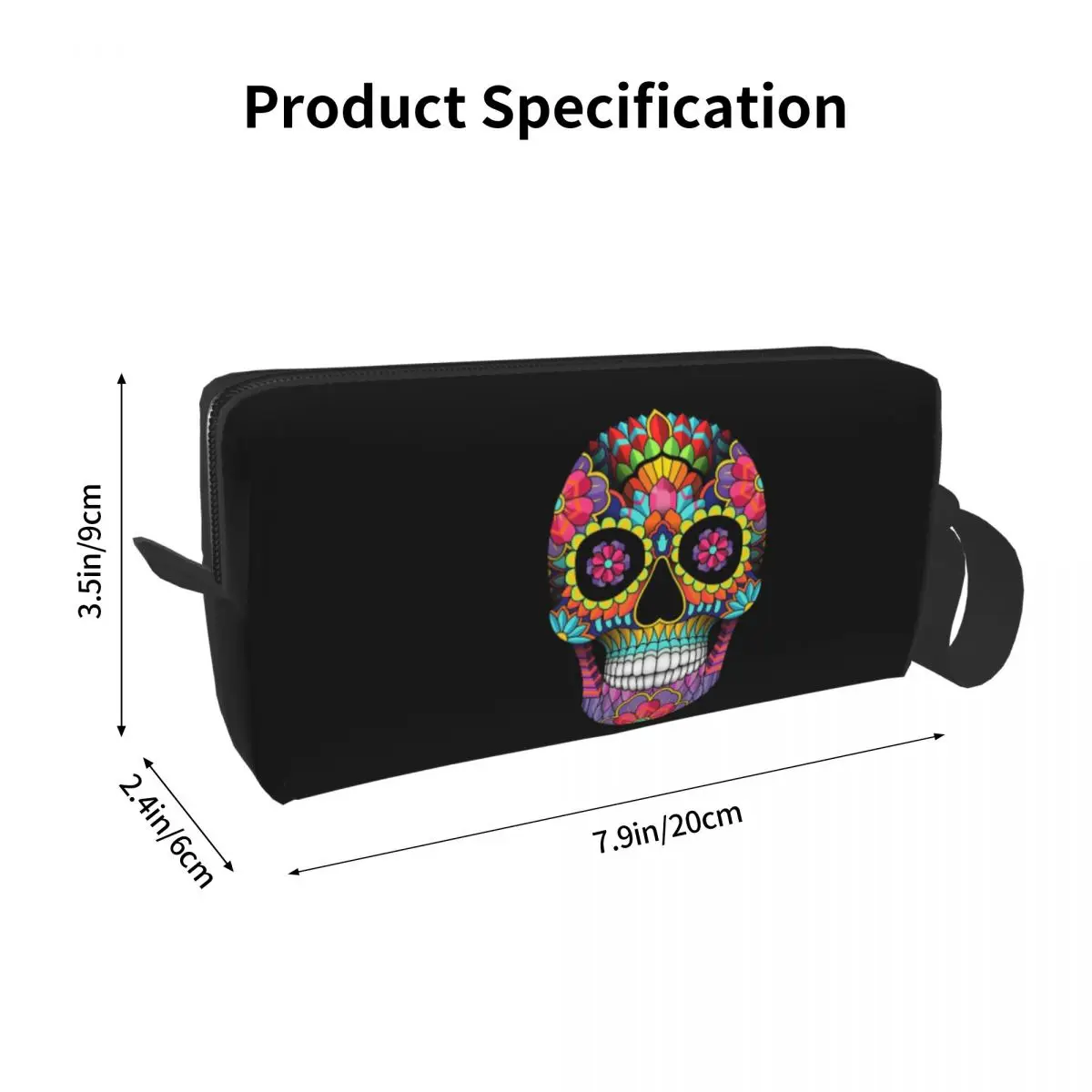 Sugar Skull Full Colors Makeup Bag Cosmetic Organizer Storage Dopp Kit Toiletry Cosmetic Bag for Women Beauty Travel Pencil Case