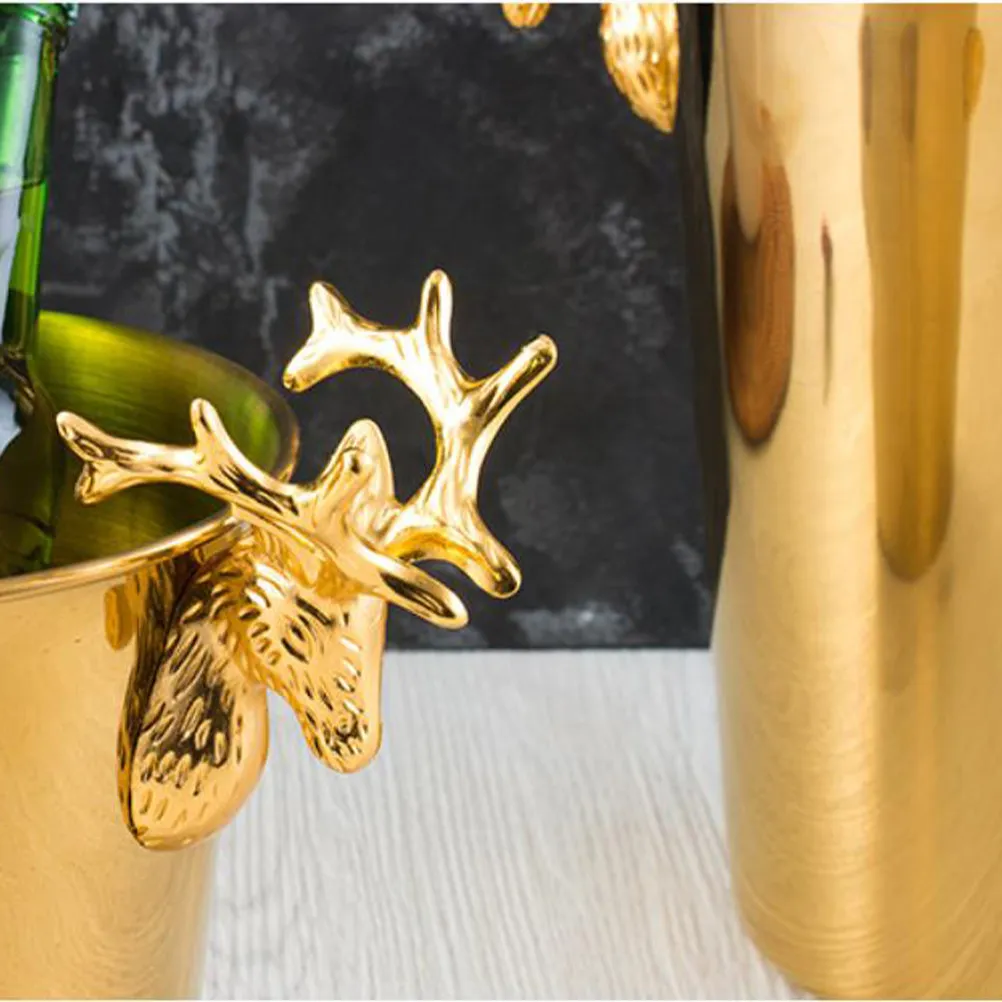 Stainless Steel Deer Head Ice Bucket 5L Polished Finish Rust Proof Smooth Surface Anti Slip Base for Bars Ktv Hotels Restaurants