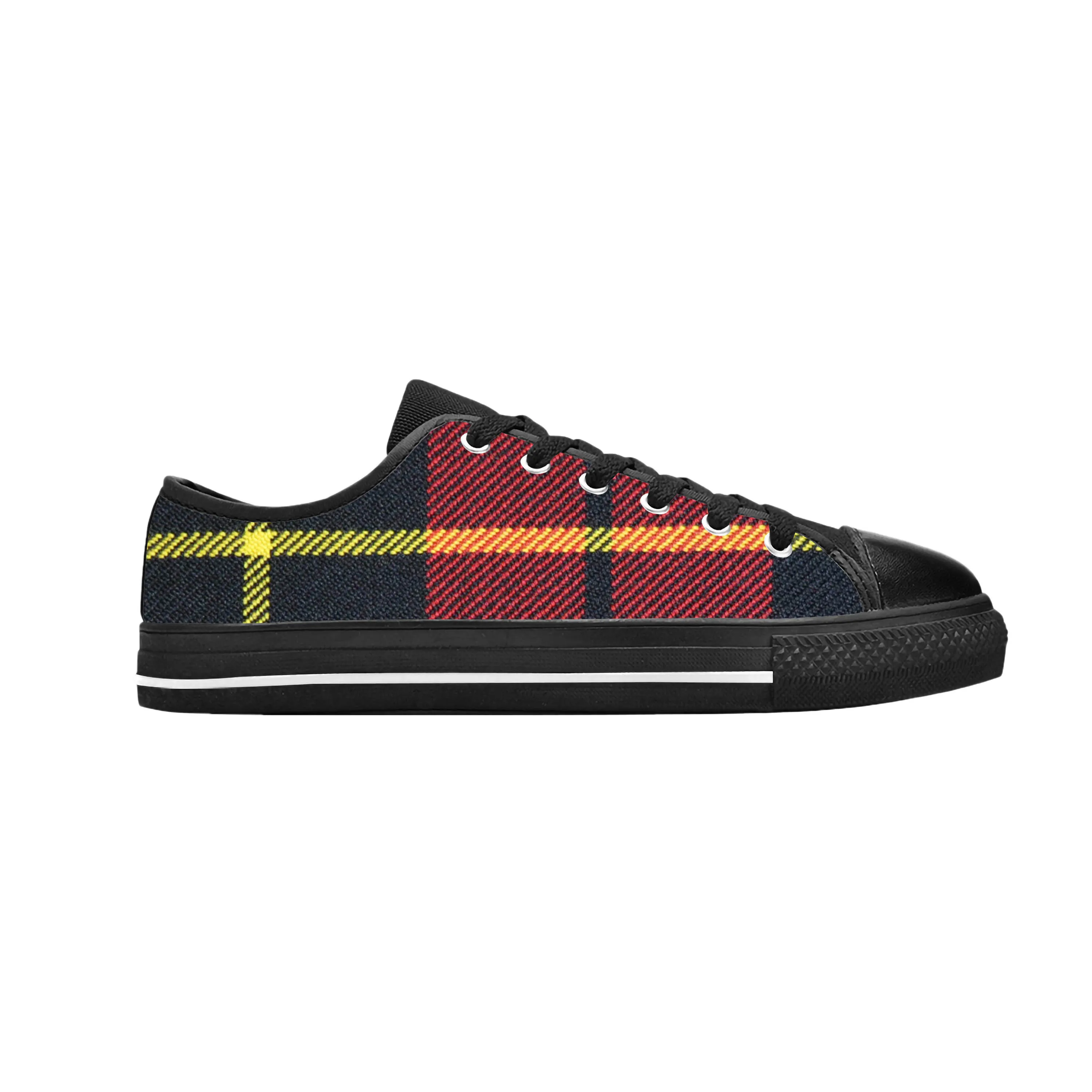 Wallace Scottish Stewart Clan Tartan Plaid Ancient Casual Cloth Shoes Low Top Comfortable Breathable 3D Print Men Women Sneakers