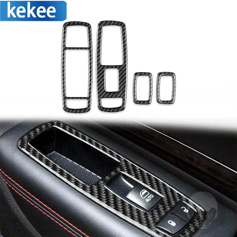 

For Dodge Durango 2014-2020 Real Carbon Fiber Armrest Window Lift Down Control Switch Cover Trim Panel Sticker Auto Accessories