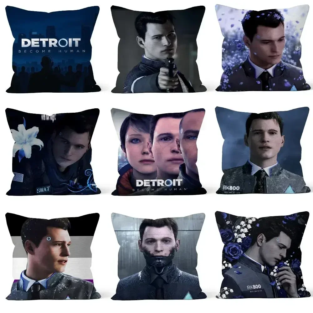 Game Detroit: Become Human DBH Connor Cushion Cover Throw Pillow Soft Short Plush Cozy Colorfast For Sofa Bedroom Home Decor