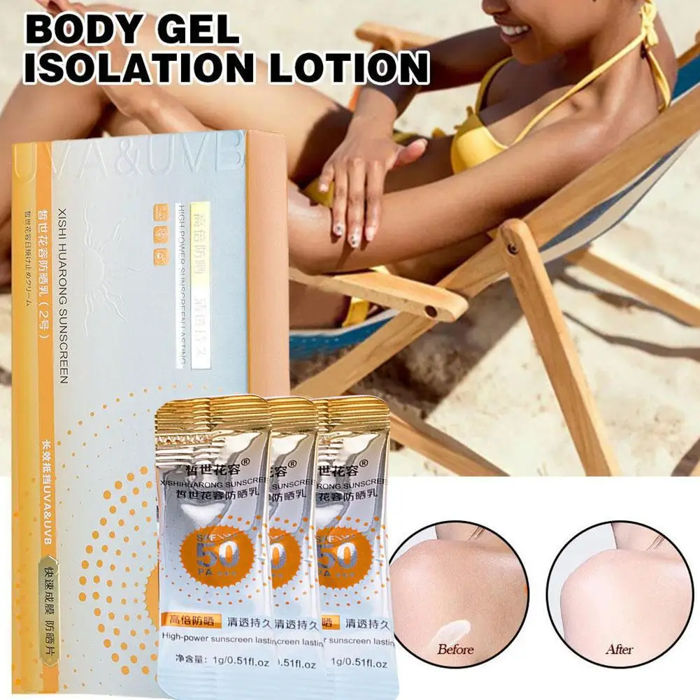 1g*50pieces Sunscreen Cream Natural Mild Non-irritating Spf Moisturize 50 Skin Pa+++ Care Anti-sunburn High Skin Y9i0