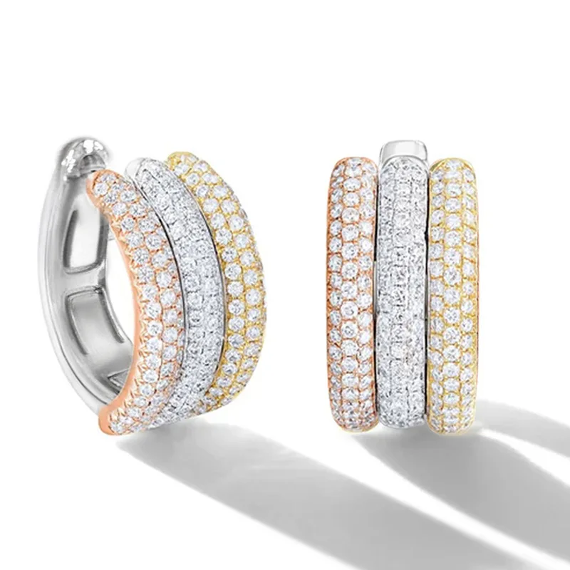 Valuable Lab Diamond Hoop Earring Party Wedding Earrings for Women Bridal Engagement Jewelry Gift